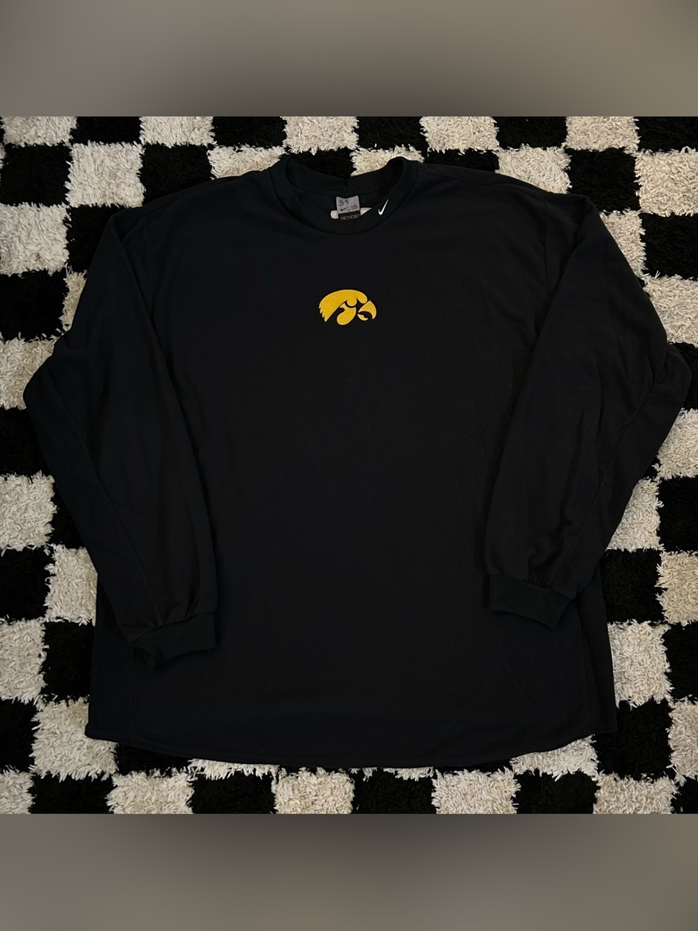 Vintage Nike Iowa Hawkeyes Fleece Sweatshirt Mens 3XL Black THERMA-FIT NCAA